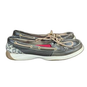 Sperry Top Sider Leopard Print Leather Boat Shoes Women’s 8.5M